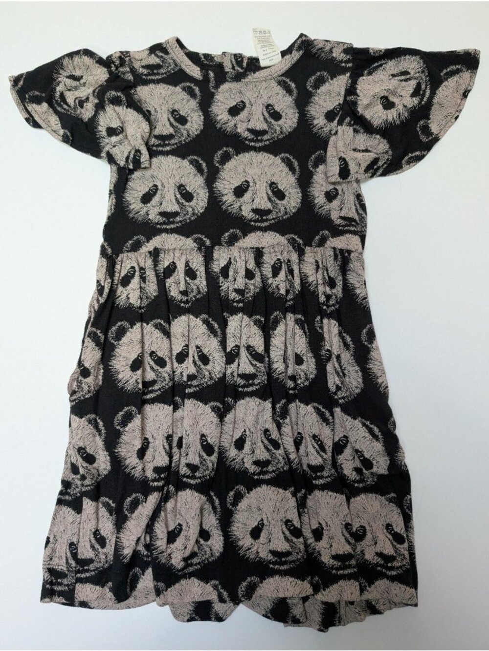 Kate Quinn Modal Flutter Sleeve Panda Bear Head Print Dress 2T